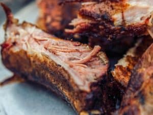 close up of slow cooked bbq pork ribs Brothers BBQ Colorado