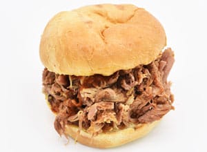 pulled pork sandwich from Brothers BBQ Colorado