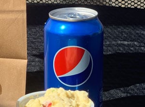 can of Pepsi with potato salad Brothers BBQ Colorado